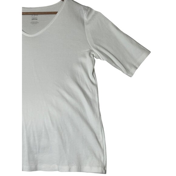 J. Jill Perfect Pima Women's Size L gray Elbow Sleeve V-Neck Top Quality Minima - Picture 4 of 14